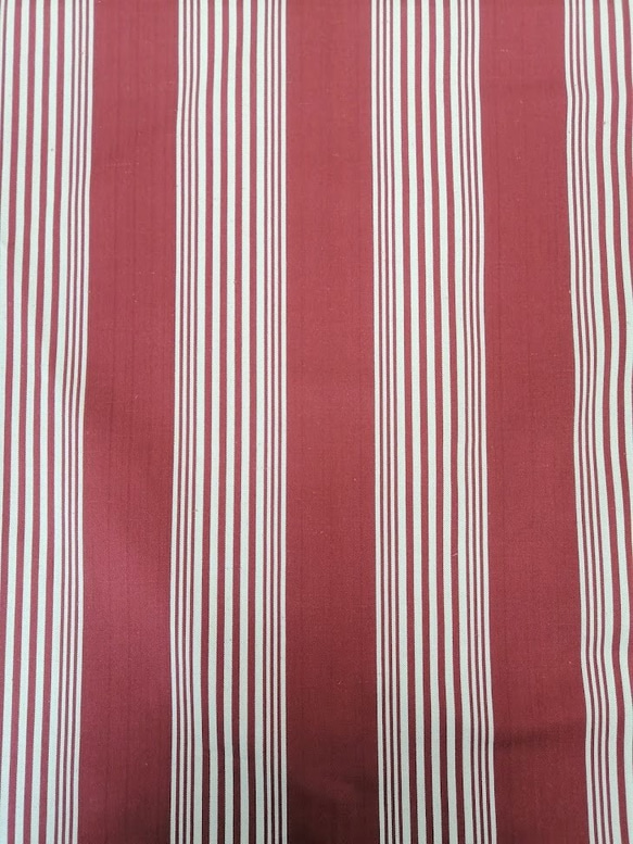 1m単位　綿麻ストライプ【REGATTA STRIPE col.552 RED 】ストライプ　希望ｍ対応生地★ 1枚目の画像