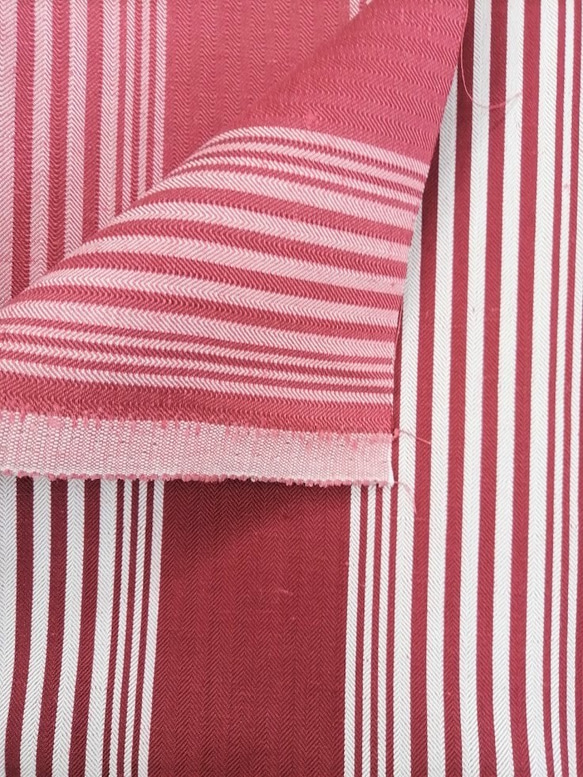 1m単位　綿麻ストライプ【REGATTA STRIPE col.552 RED 】ストライプ　希望ｍ対応生地★ 2枚目の画像