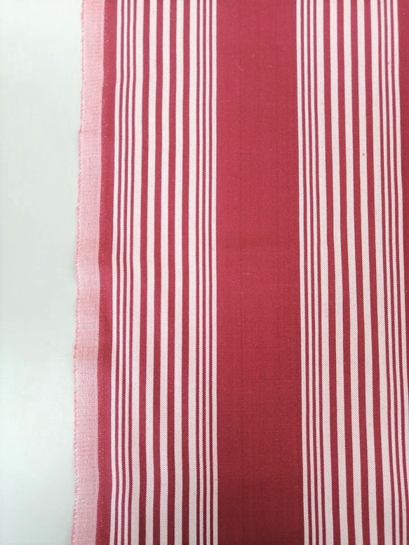 1m単位　綿麻ストライプ【REGATTA STRIPE col.552 RED 】ストライプ　希望ｍ対応生地★ 3枚目の画像