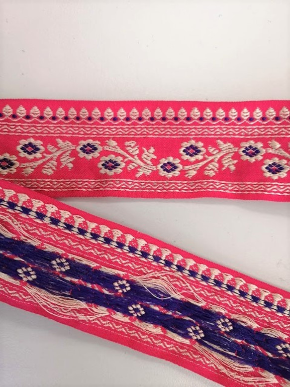 25【チロリアンテープ】刺繍　リボン　テープ【4/767】 ピンク　4cm巾×50㎝　　 2枚目の画像