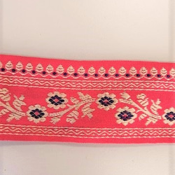 25【チロリアンテープ】刺繍　リボン　テープ【4/767】 ピンク　4cm巾×50㎝　　 4枚目の画像