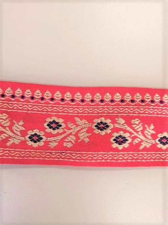 25【チロリアンテープ】刺繍　リボン　テープ【4/767】 ピンク　4cm巾×50㎝　　 4枚目の画像