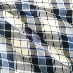 ◆SALE◆ダブルガーゼ　生地　インド綿【チェック　BLUE】8W-108　 110㎝巾×1m 3枚目の画像