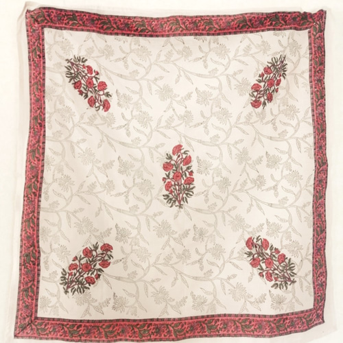 SCARF】コットン スカーフ インド 【WINE】ブロックプリント スカーフ