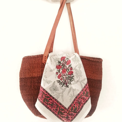SCARF】コットン スカーフ インド 【WINE】ブロックプリント スカーフ