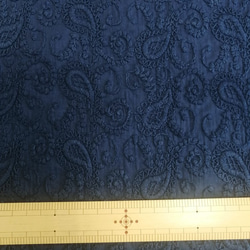 【刺繍生地】　インド綿100％【刺繍　NAVY】12E-002-NAVY  95cm巾×50㎝　カット生地 2枚目の画像