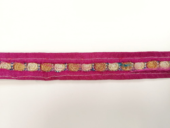 14【ブレードテープ】刺繍リボン　インド【PINK】  2.5cm巾×50㎝ 3枚目の画像