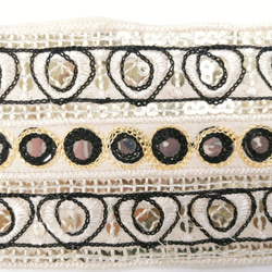 15【ブレードテープ】刺繍リボン　インド【BLACK-MIRROR】  8.5cm巾×50㎝ 2枚目の画像