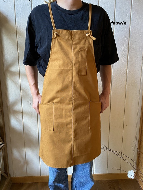 【日本製】fabw/eオリジナル《首のこらない♪オーガニックコットン ダックエプロン》 6枚目の画像