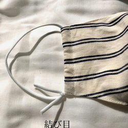 〈夏マスク〉日本製TOP糸シャンブレー（コットンリネン）生地（日本製）眼鏡をかけても曇りにくい立体マスク 5枚目の画像