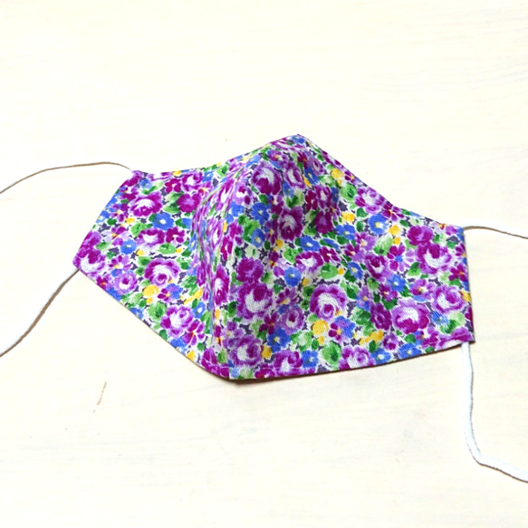 花柄コットン立体型マスク フィルターポケットつき 1枚目の画像