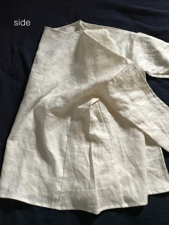 linen テントラインプルオーバー　ブラウス　白　入学式 3枚目の画像