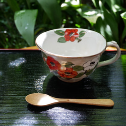 京焼・清水焼　スープカップ（椿） 1枚目の画像