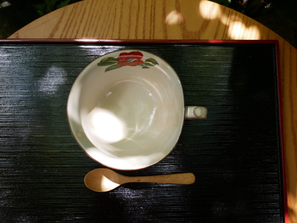 京焼・清水焼　スープカップ（椿） 3枚目の画像