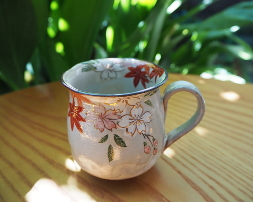 イングランド　アンティーク　マジョリカ焼　桜　カップ イングランド アンティーク マジョリカ焼 桜 カップ