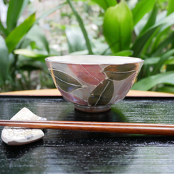 京焼・清水焼　ご飯茶碗　ペア　イッチン装飾　（パールブルー・パールピンク） 2枚目の画像