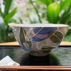 京焼・清水焼　ご飯茶碗　ペア　イッチン装飾　（パールブルー・パールピンク） 3枚目の画像
