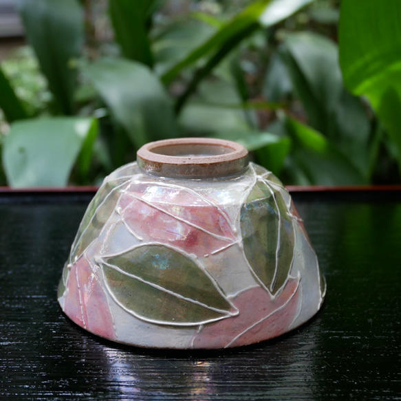 京焼・清水焼　ご飯茶碗　ペア　イッチン装飾　（パールブルー・パールピンク） 6枚目の画像