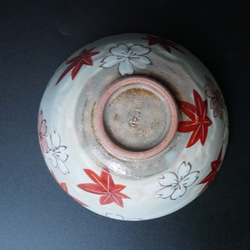 京焼・清水焼 色絵　ご飯茶碗 (大）（絵柄　桜と紅葉） 6枚目の画像