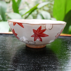 京焼・清水焼 色絵　ご飯茶碗 (大）（絵柄　桜と紅葉） 3枚目の画像