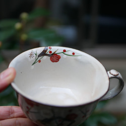 京焼・清水焼　スープカップ（梅・金彩・絵が多め） 3枚目の画像