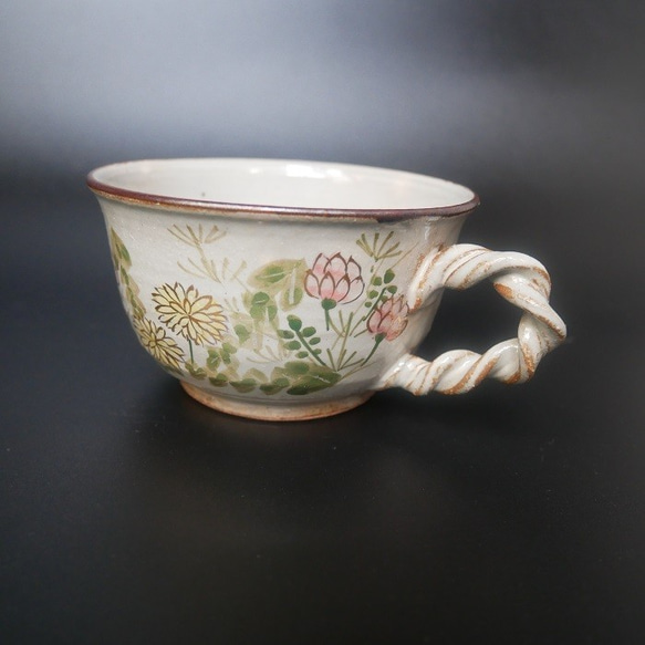 京焼・清水焼  コーヒー碗皿（春草） 3枚目の画像