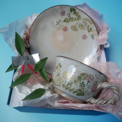 京焼・清水焼  コーヒー碗皿（春草） 10枚目の画像
