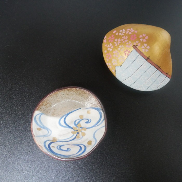 京焼・清水焼 乾山写し 絵替わり 豆皿（流水） 薬味皿・豆皿