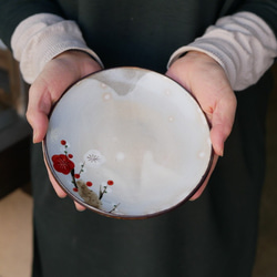 京焼・清水焼　色絵　五寸皿（紅白梅） 1枚目の画像