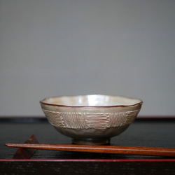 京焼・清水焼　イッチン　ラスター彩　ご飯茶碗　ペアセット　（ブルーとピンク）　 7枚目の画像