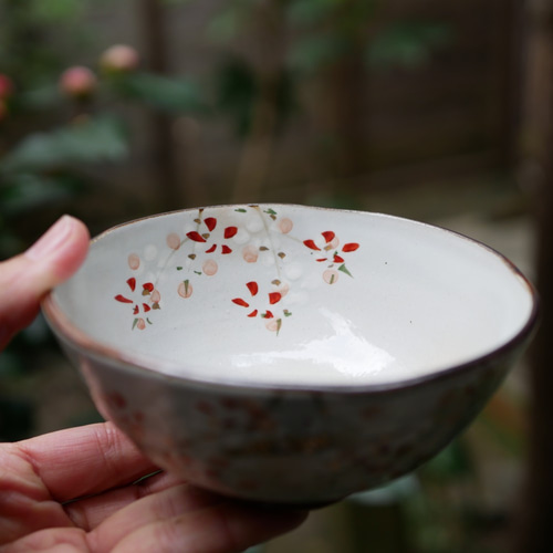 京焼・清水焼 色絵 ご飯茶碗 （枝垂れ桜） 茶碗・めし碗 Shun