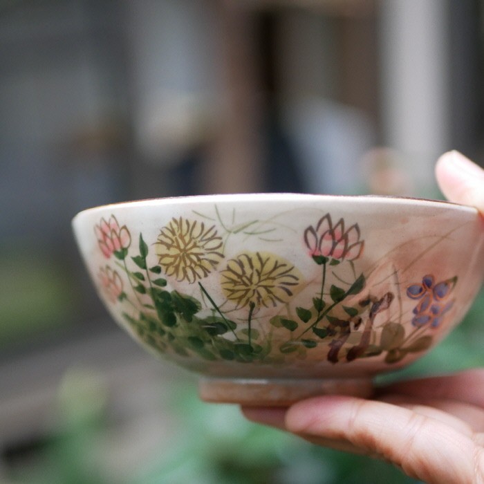 京焼 紫塗さくらご飯茶碗
