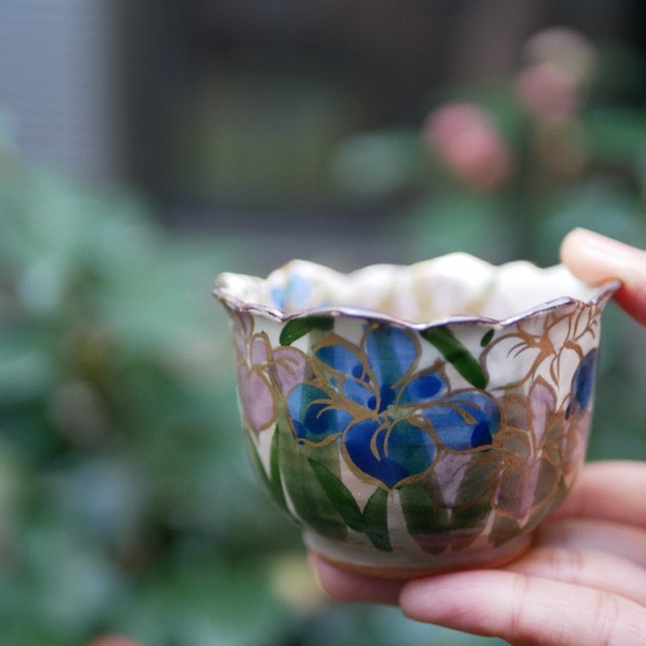 京焼・清水焼 乾山写し 色絵 付出し・小鉢(菖蒲) お椀・ボウル 京焼・清水焼 乾山写し 色絵 付出し・小鉢(菖蒲) お椀・ボウル