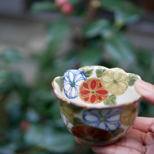 京焼・清水焼 乾山写し 色絵 付出し・小鉢（菊） お椀・ボウル