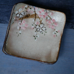 京焼・清水焼  ミニ小皿（枝垂れ桜　白・ピンク）陶器 4枚目の画像