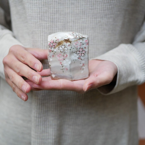 京焼・清水焼 ミニ一輪挿し（大きめ 絵柄 枝垂れ桜） 花瓶・花器 Shun