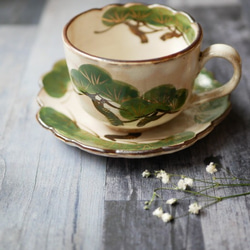京焼・清水焼　色絵　コーヒー碗皿　松の図 7枚目の画像