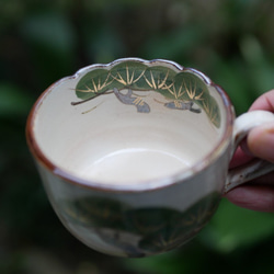 京焼・清水焼　色絵　コーヒー碗皿　松の図 3枚目の画像