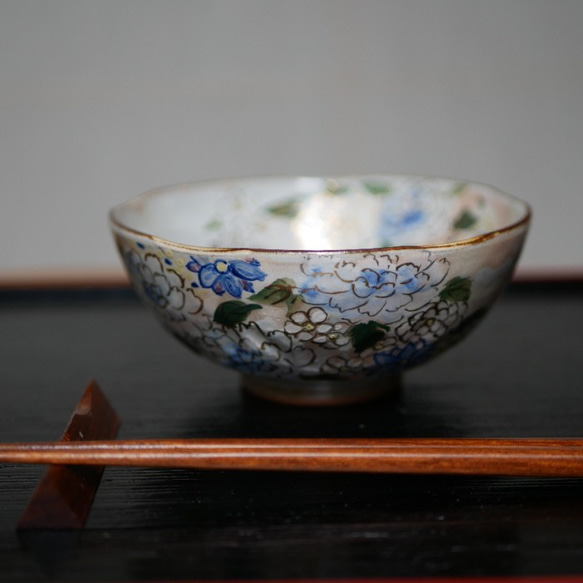 京焼・清水焼 ご飯茶碗（花詰め） 7枚目の画像