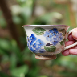 京焼・清水焼 　色絵　コーヒーカップ（紫陽花） 1枚目の画像