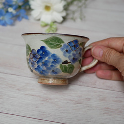 京焼・清水焼 　色絵　コーヒーカップ（紫陽花） 2枚目の画像