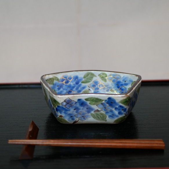 京焼・清水焼  小鉢　（紫陽花・扇形） 8枚目の画像
