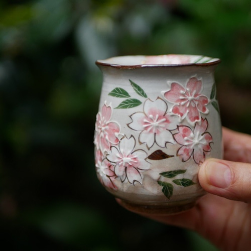 京焼・清水焼 湯呑み 桜・イッチン サイズ：大 湯呑み Shun 通販
