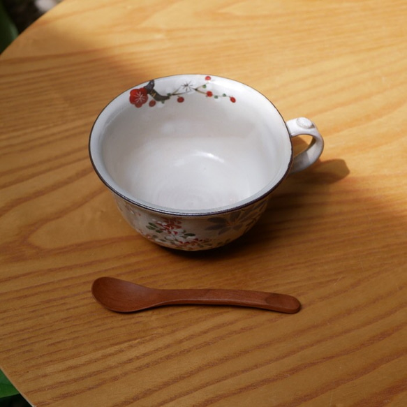 京焼・清水焼　色絵　スープカップ　四季草花（梅・桜・鉄線・萩） 6枚目の画像