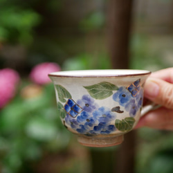 Kyo-yaki / Kiyomizu-yaki 彩色圖片 咖啡碗盤子繡球花（盤子：Tatara）（再次上架） 第9張的照片