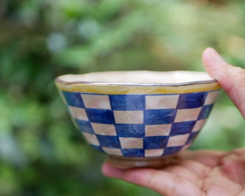 京焼・清水焼 色絵 ご飯茶碗（市松模様） 茶碗・めし碗 Shun 通販