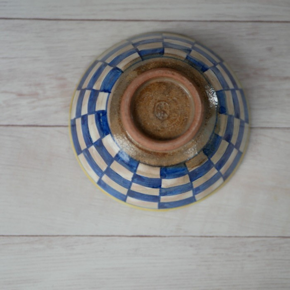 京焼・清水焼　色絵　ご飯茶碗（市松模様） 4枚目の画像