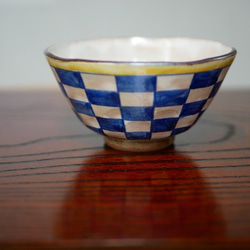 京焼・清水焼　色絵　ご飯茶碗（市松模様） 5枚目の画像