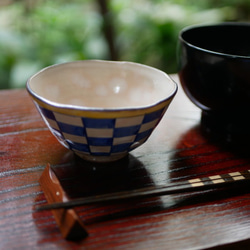 京焼・清水焼　色絵　ご飯茶碗（市松模様） 7枚目の画像