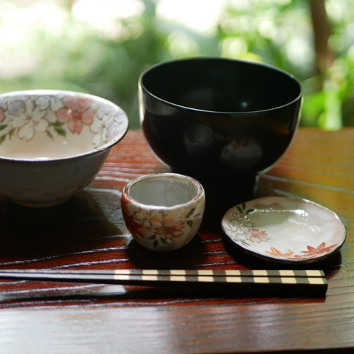 陶器　清水焼 京焼・清水焼 色絵 つぼ型小付け 雲錦（桜と紅葉） お椀・ボウル